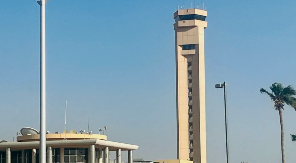 An air traffic control tower is seen at King Khalid International Airport in Riyadh on Sept. 19, 2026. AFP | Getty Images