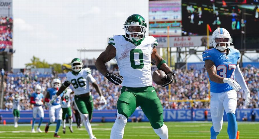 Braelon Allen and the New York Jets could be one of the most popular teams in Survivor this week. Chris Carter/Getty Images