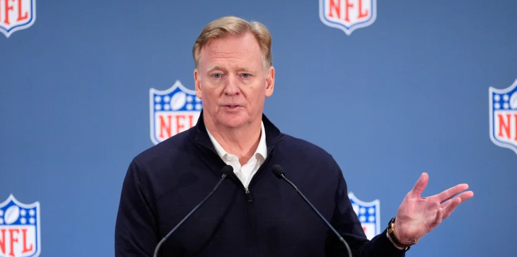 NFL commissioner Roger Goodell speaks during a news conference at the NFL owners’ meetings Wednesday, Oct. 21, 2026, in New York. (AP Photo/Yuki Iwamura)