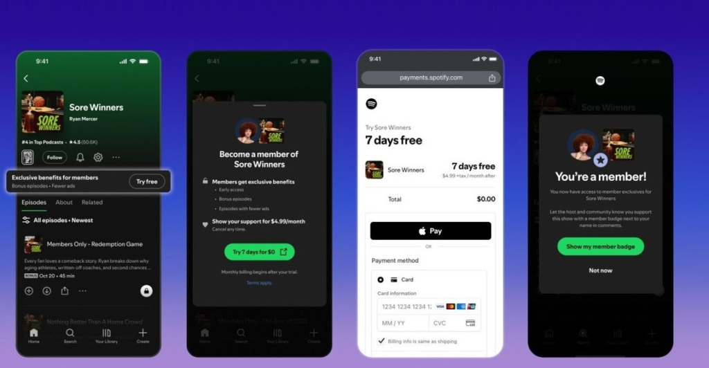 Illustrasi fitur Memberships di Spotify.(GSMArene)