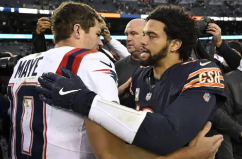 The first NFL meeting between Drake Maye and Caleb Williams came during their rookie season of 2024. Quinn Harris / Getty Images