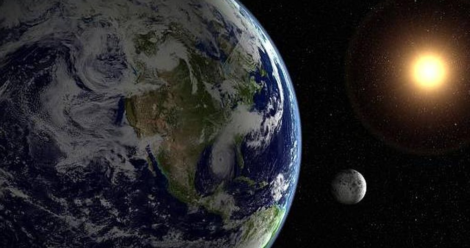 Ilustrasi bumi, bulan, dan matahari di luar angkasa. Foto: Getty Images/photovideostock