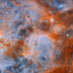 Pemandangan menakjubkan nebula emisi N159 di Awan Magellan Besar yang diambil oleh Teleskop Luar Angkasa James Webb.(ESA/Webb, NASA & CSA, E. Sabbi, M. Zamani (ESA/Webb) Ucapan terima kasih: M. H. Özsaraç)