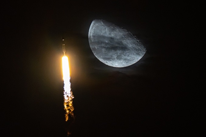 SpaceX launches the NROL-97 mission for the National Reconnaissance Office on Oct. 1, 2026. This was the first NRO payload to fly onboard a Falcon Heavy rocket. Image: Michael Cain/Spaceflight Now