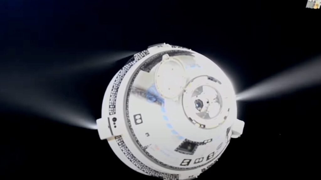 Boeing's Starliner spacecraft fires thrusters during departure from the International Space Station. Credit: NASA