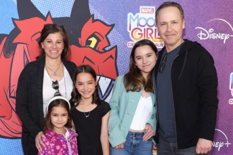 From left, Kim Painter, Nixie Lowe, Fiona Lowe, Mabel Lowe and Chad Lowe at Walt Disney Studios in Burbank, Calif., in 2023. Steven Simione / Getty