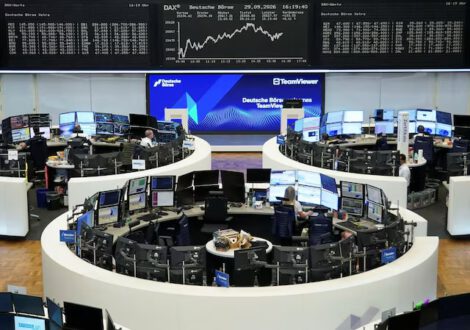 A screen shows the German share price index DAX (Deutscher Aktienindex) at the stock exchange in Frankfurt, Germany, September 29, 2026. REUTERS/Staff