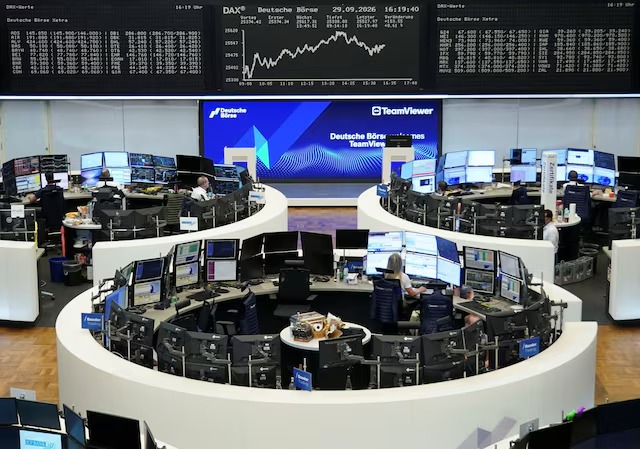 A screen shows the German share price index DAX (Deutscher Aktienindex) at the stock exchange in Frankfurt, Germany, September 29, 2026. REUTERS/Staff