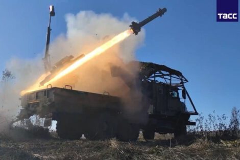 Russian forces launch a missile during the Center-2026 military exercises. (Source: TASS)