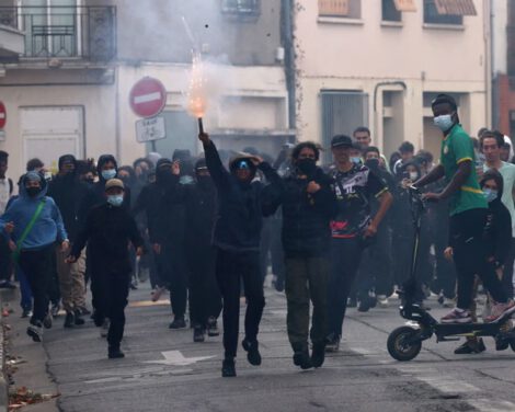 High-school students protesting in France. Photograph: Nacho Doce/Reuters