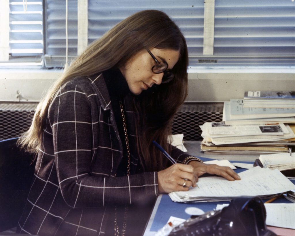 Margaret Hamilton at work in this undated handout photo from the Smithsonian National Air and Space Museum. Photograph: AFP/Getty Images