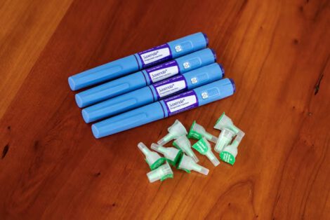 A selection of injector pens for the Saxenda weight loss drug are shown in this photo illustration in Chicago, Illinois, U.S., March 31, 2023. REUTERS/Jim Vondruska/Illustration