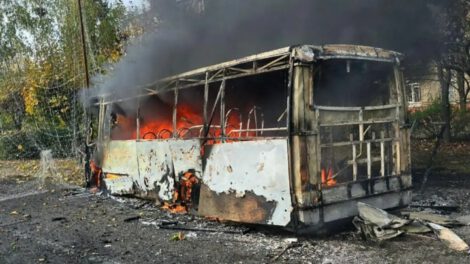 Cover image: A bus burns following a Russian air strike in the city of Kramatorsk, in Ukraine's eastern Donetsk region, on October 8, 2026. © National Police of Ukraine via Reuters