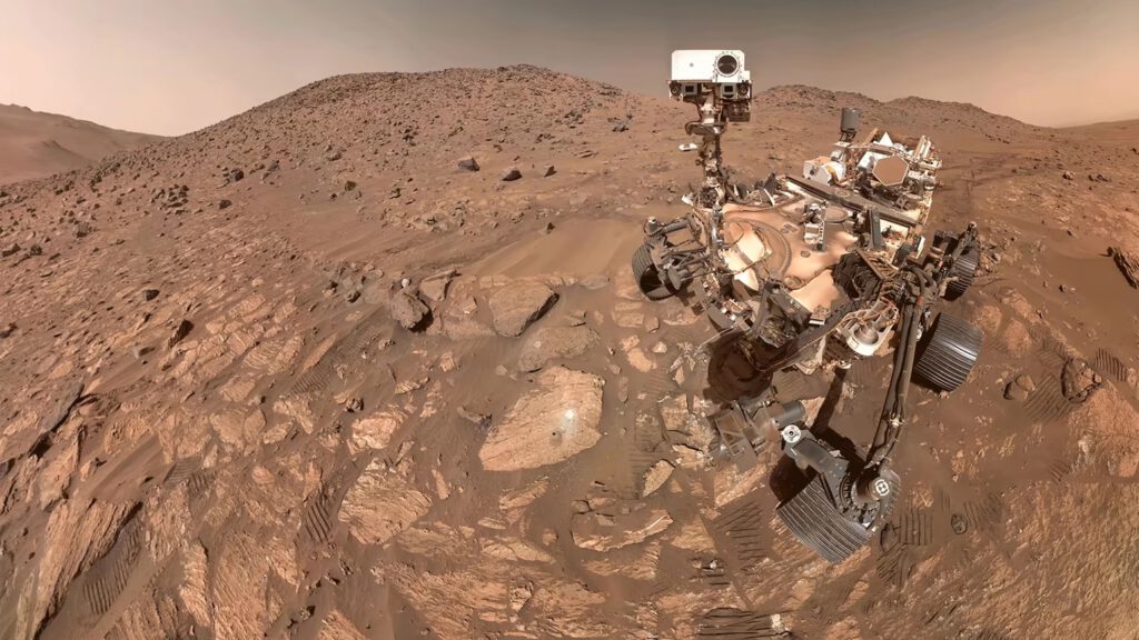Perseverance took a selfie, a mosaic of 62 individual images, with an intriguing rock sample on July 23, 2024. NASA/JPL-Caltech/MSSS