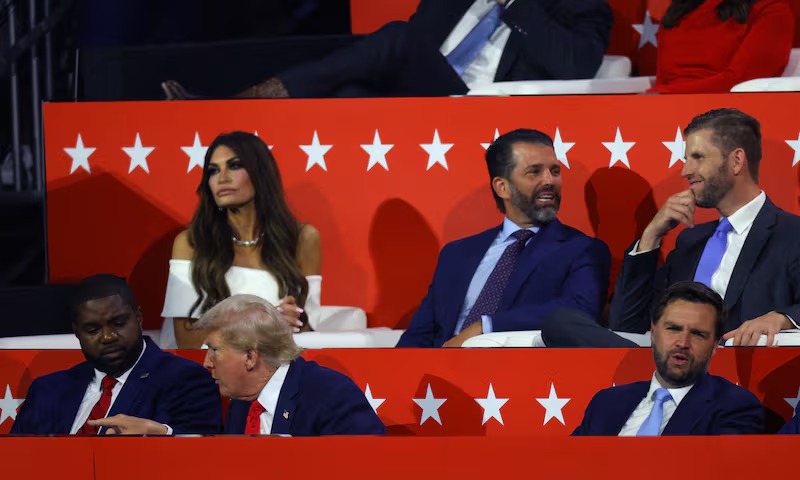 Guilfoyle with then-fiancé Donald Trump Jr. at the 2024 RNC, a few months before their breakup was confirmed Brian Snyder/REUTERS