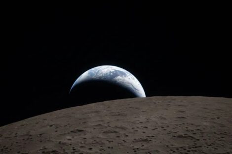 “Earthset” — photographed by Christina Koch aboard Artemis II in April 2026. Photo: NASA