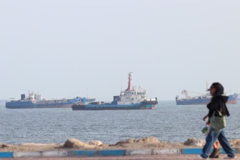 Vessels in the Strait of Hormuz near the beach of Bandar Abbas, Iran, October 13, 2026. Razieh Poudat/ISNA/via WANA (West Asia News Agency) via REUTERS