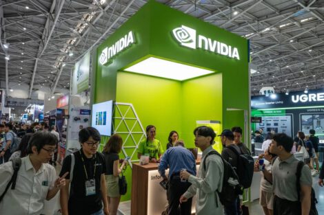 Nvidia branding on an information booth at the Computex 2026 expo in Taipei, Taiwan.Photographer: Lam Yik Fei/Bloomberg