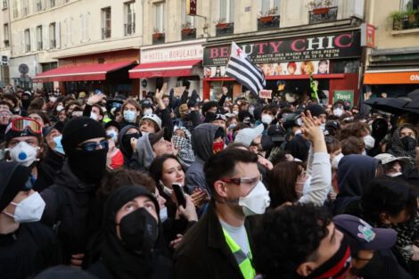 Protesters rally in Paris on October 17, 2026 [AFP]
