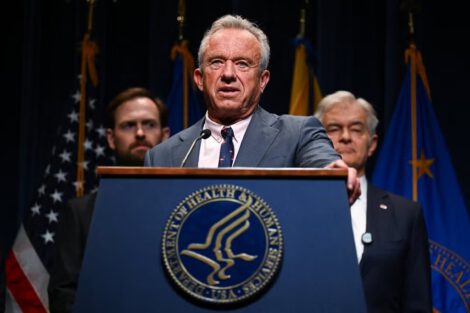 Robert F. Kennedy Jr., the health secretary, speaking in Washington on Wednesday. Credit...Annabelle Gordon/Reuters