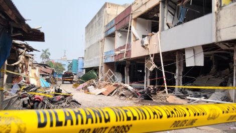 Penampakan terkini lokasi terdampak ledakan di Pasar Cimanggis (Shonya/detikcom)
